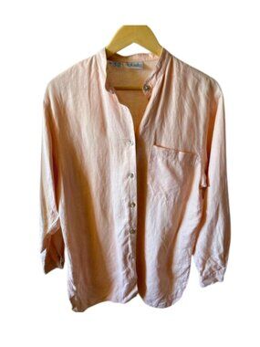 Rafaella | 100% Linen Peach Button-Up Shirt | S